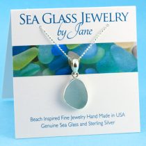 Soft Blue Sea Glass Bezel Set Pendant