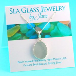 Vintage Soft Gray Sea Glass Pendant