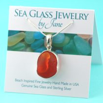 Ultra Rare Orange Amberina Sea Glass Pendant