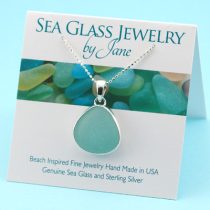 Soft Blue Sea Glass Bezel Set Pendant