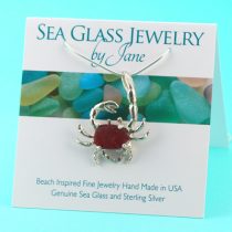 Large Red Sea Glass Crab Pendant