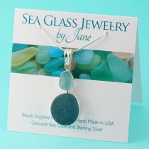 Aqua & Teal Double Sea Glass Pendant
