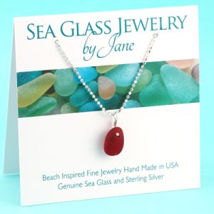 Small Ruby Red Sea Glass Pendant