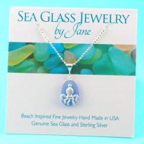Pale Blue Sea Glass Pendant with Octopus Charm
