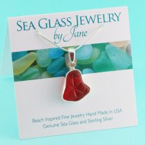 Gorgeous Cherry Red Sea Glass Pendant with Pattern