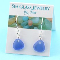 Cute Cornflower Blue Sea Glass Earrings