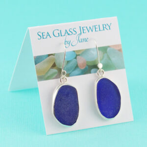 a Perfect Shape Cobalt Blue Sea Glass Earrings