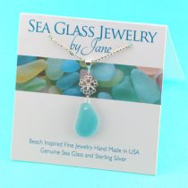 Japan Sea Glass Pendant with Designer Accent