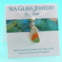 Unusual Multi Colored Sea Glass Pendant