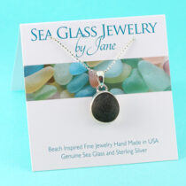 Black Oval Sea Glass Pendant