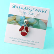 Fabulous Red Triple Sea Glass Pendant