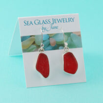 Brilliant Cherry Red Sea Glass Earrings