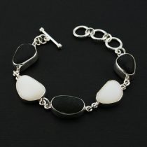 Bodacious Black & White Sea Glass Bracelet