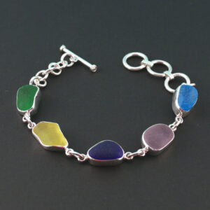 Colorful Rainbow Sea Glass Bracelet