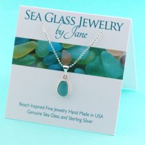 Tiny Teardrop Aqua Sea Glass Pendant