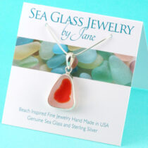 Rare Orange & White Sea Glass Flash Glass Triangle