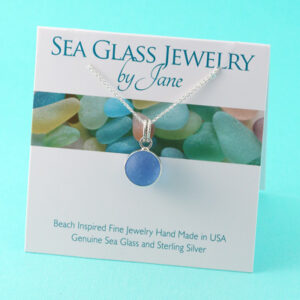 Cornflower Blue Sea Glass Marble Pendant
