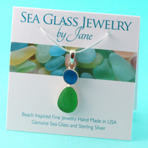 Stunning Turquoise & Lime Green Double Sea Glass Pendant