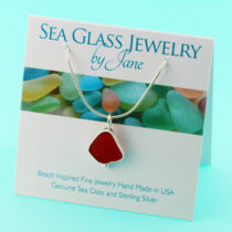 Small Cherry Red Sea Glass Pendant