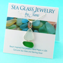 Green & White Sea Glass Sailboat Pendant