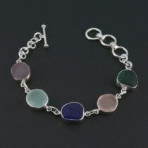 Rainbow of Colorful Shades Sea Glass Bracelet