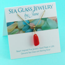 Gold Lover Red Sea Glass Pendant