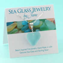 Awesome Aqua Sea Glass Heart Pendant