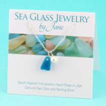 Turquoise Sea Glass Pendant with Freshwater Pearl