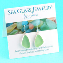 Large Summer Green Sea Glass Earrings