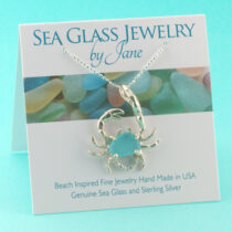 Beautiful Aqua Sea Glass Crab Pendant