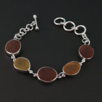 Shades of Amber & Cinnamon Sea Glass Bracelet