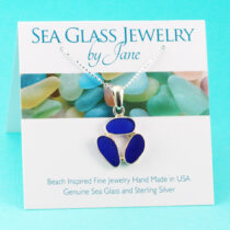 Cobalt Blue Triple Sea Glass Pendant