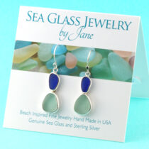 Cobalt Blue & Sea Foam Sea Glass Earrings