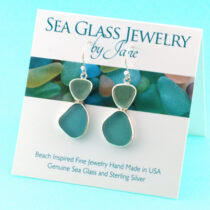 Sea Foam & Teal Double Sea Glass Earrings