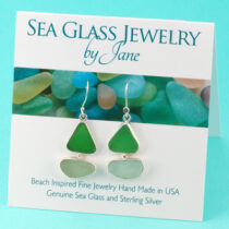 Green and Soft Blue Sea Glass Sailboat Earrings