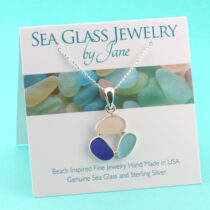 Cobalt, Aqua & Pink Sea Glass Triple Sea Glass Pendant