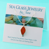 Small Bright Orange Sea Glass Pendant