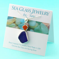 Very Special Orange & Blue Sea Glass Pendant