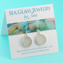 Frosty White Bezel Set Sea Glass Earrings