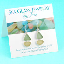 Sailboat Sea Glass Earrings Olive & Yellow
