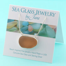 Large & Rare Apricot Color Sea Glass Pendant