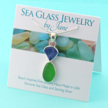 Enchanting Blue & Green Double Sea Glass Pendant