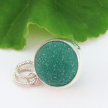 Teal Solid Color Sea Glass Marble Pendant