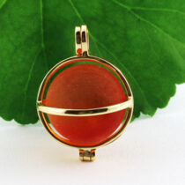 Orange Swirl Sea Glass Marble Pendant 1