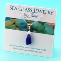 Cobalt Blue Sea Glass Pendant with Freshwater Pearl