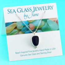 Antique Cobalt Blue Sea Glass Pendant with Accent