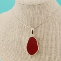 Gorgeous Cherry Red Sea Glass Pendant