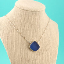 Cornflower Blue Sea Glass Necklace