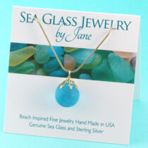 Turquoise Solid Color Sea Glass Marble with Gold