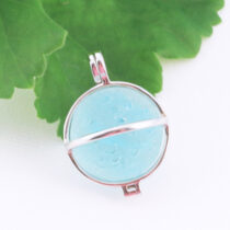 Aqua Cloud Swirl Sea Glass Marble Pendant 1